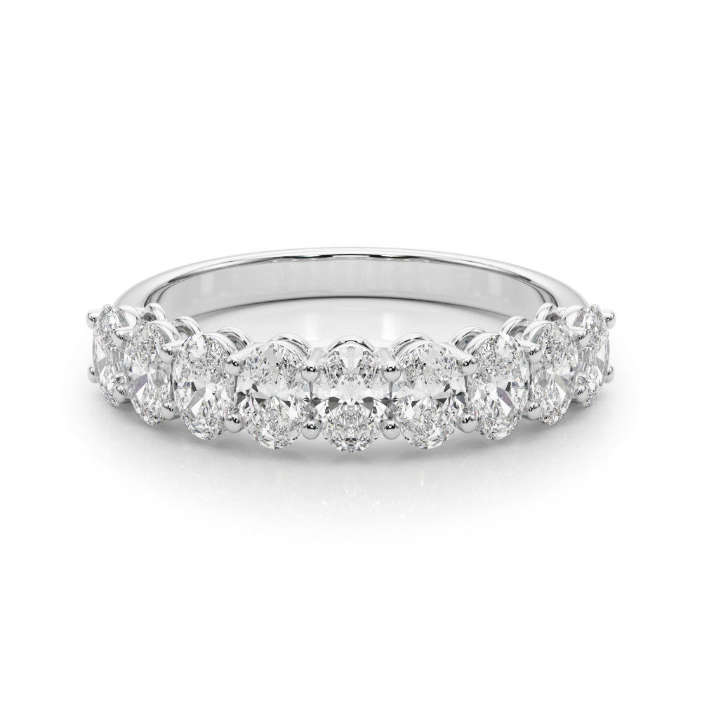 14K White Gold Oval Diamond Basket Set Wedding Ring (1ctw)
