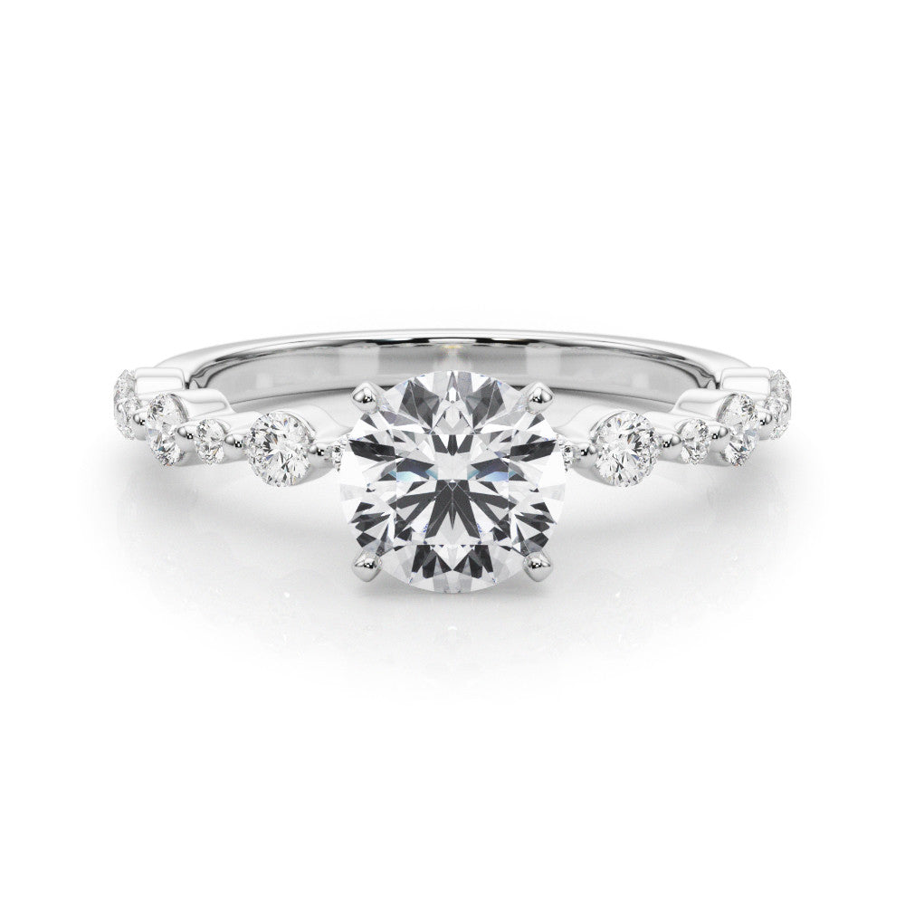 14K White Gold Lab-Grown Round Brilliant Diamond Shared Prong Engagement Ring - Options Available