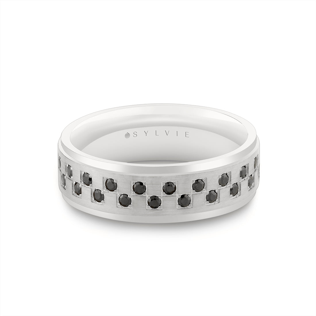 Heritage Brushed Black Diamond Mens Band - Beau