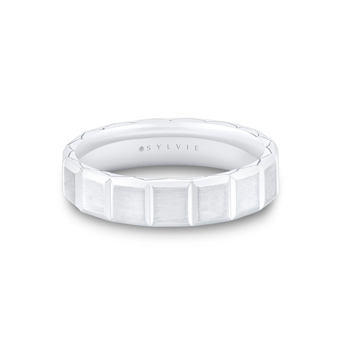 Fluted Shell Geometric Brushed Mens Band - Benedict