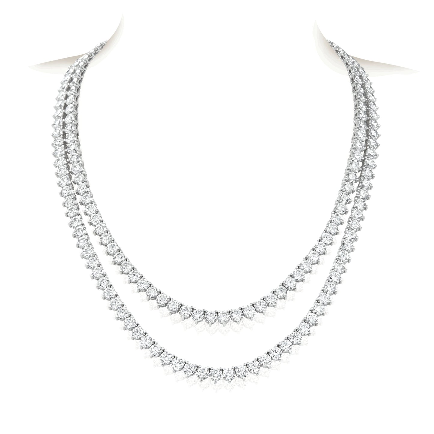 14K White Gold Three Prong Diamond Rivieras