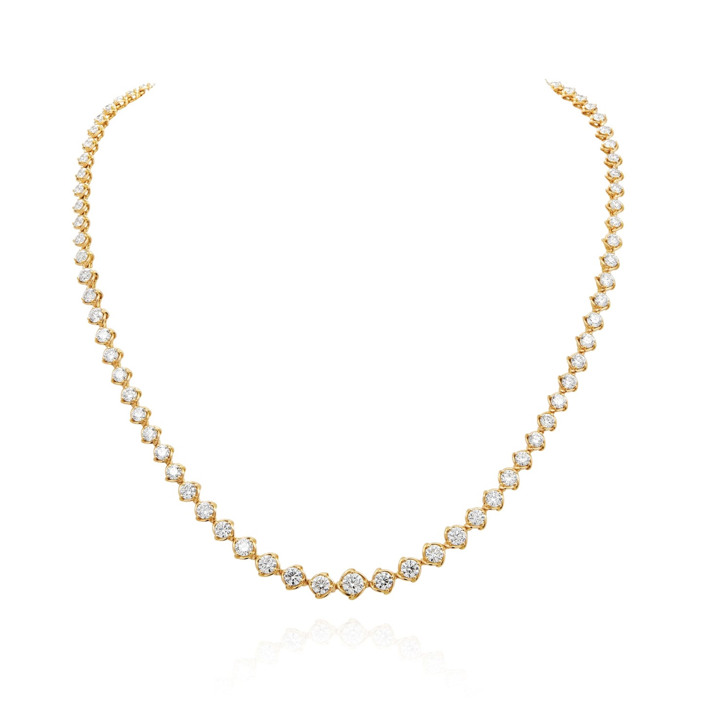 14K Yellow Gold Floral Inspired Diamond Riviera Necklace