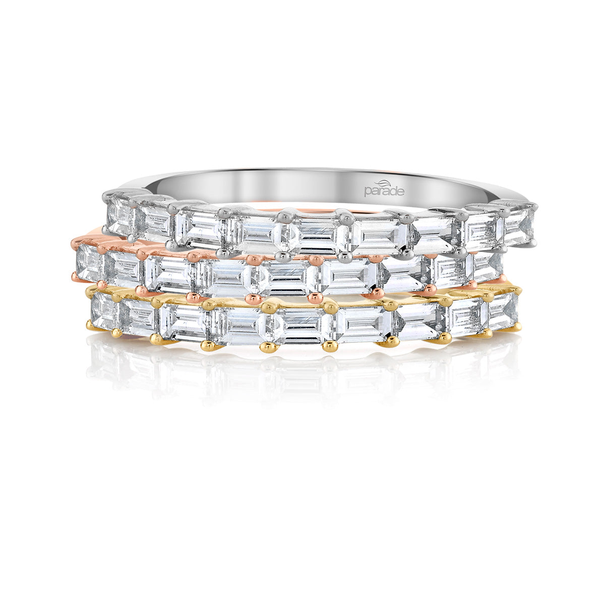 14K Gold Baguette Diamond Stackable Rings