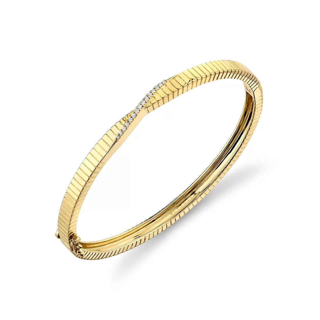 14K Linéaire Fine Line Crossover Diamond Bangle