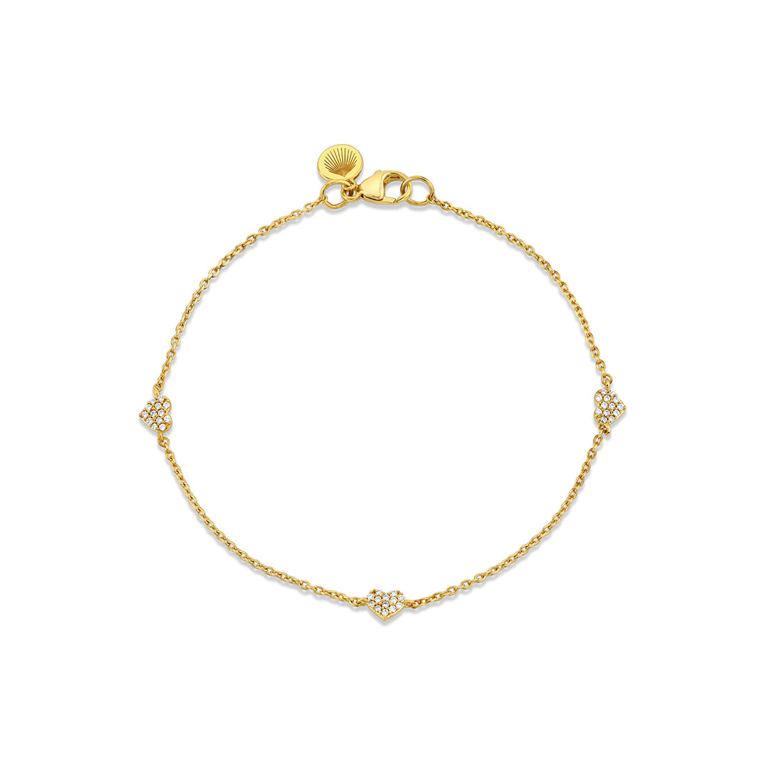 14K Éternelle Small Heart Charms Diamond Bracelet