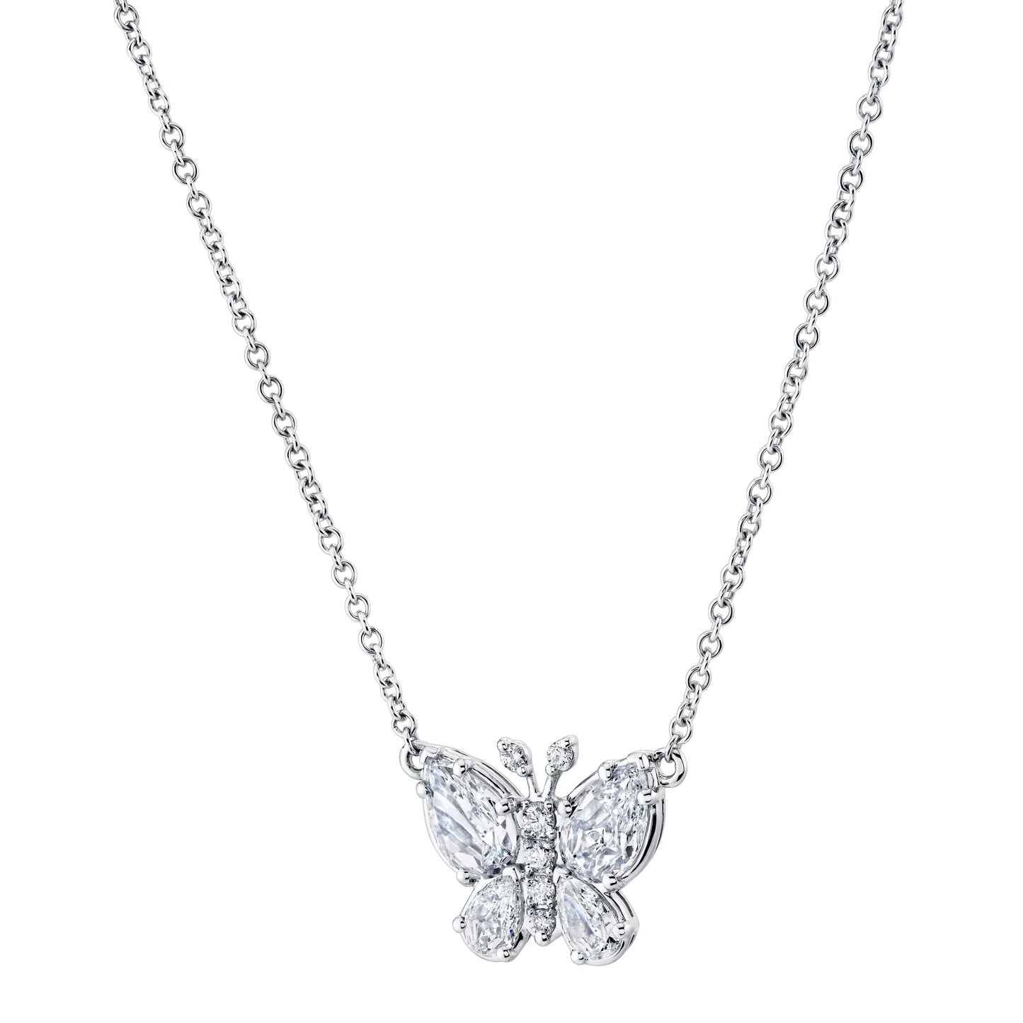 14K White Gold Crisscut Lab-Grown Diamond Butterfly Necklace (1.59ctw)