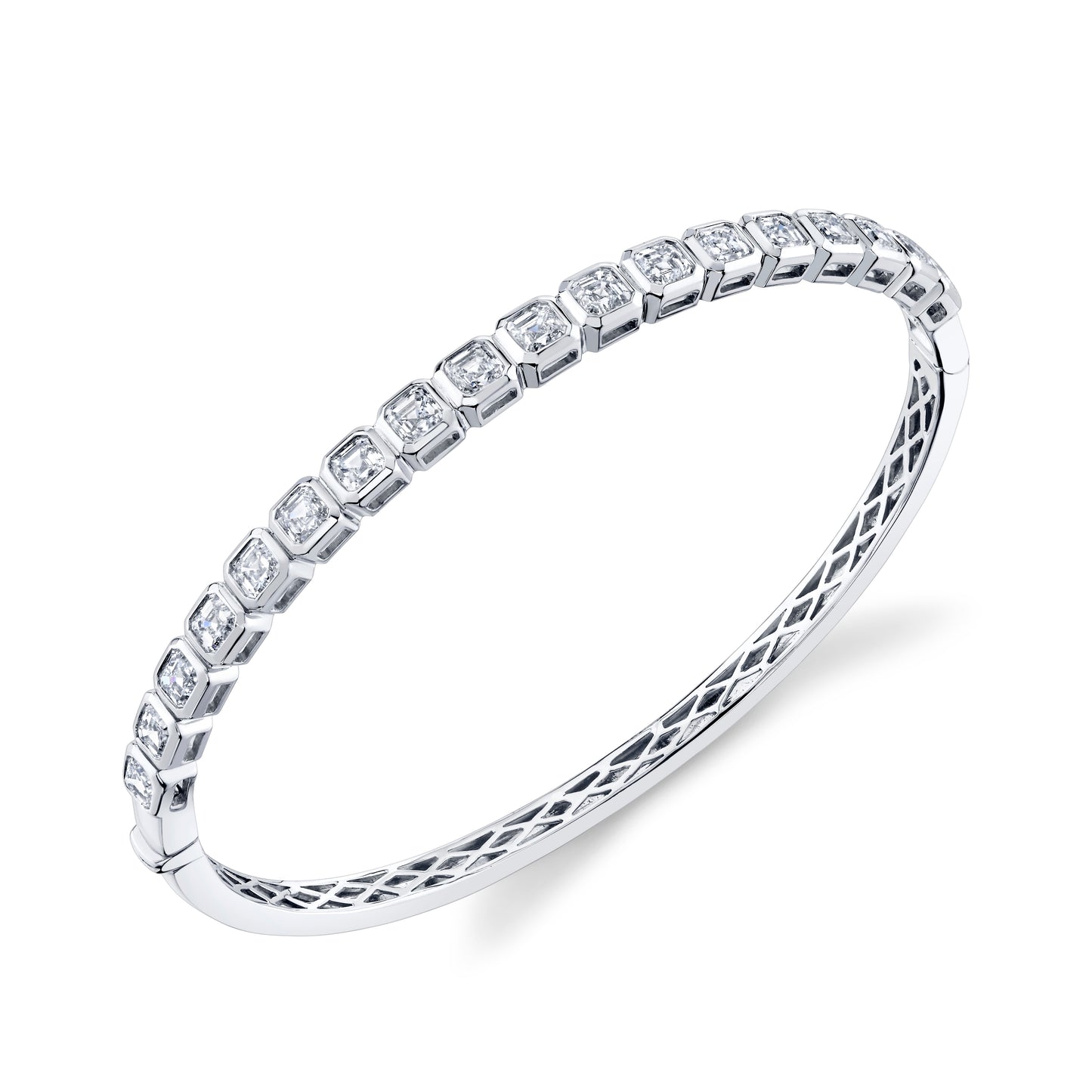 18K White Gold Asscher Diamond Flexi Bangle (4.50ctw)