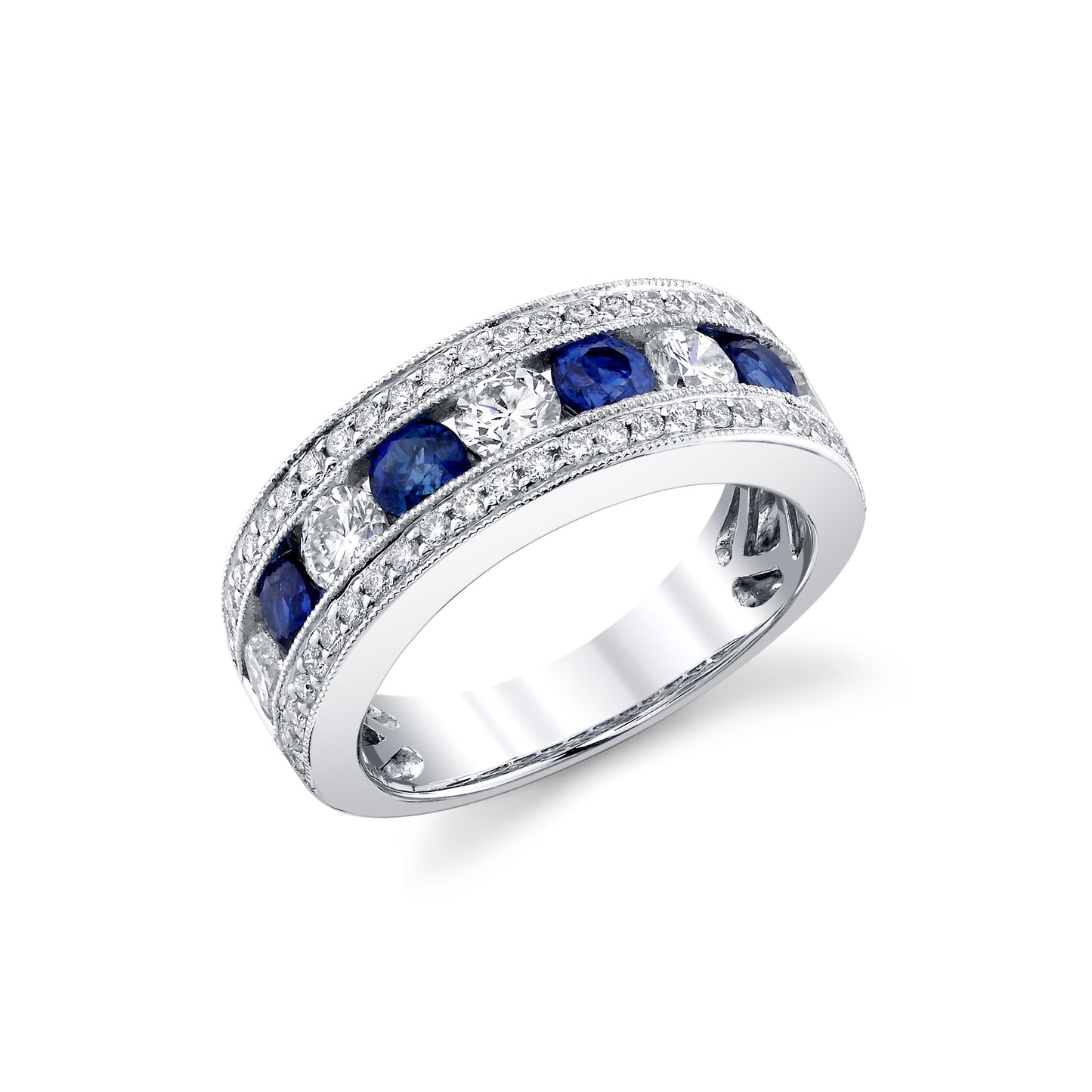 White Gold Sapphire and Diamond Fashion Ring