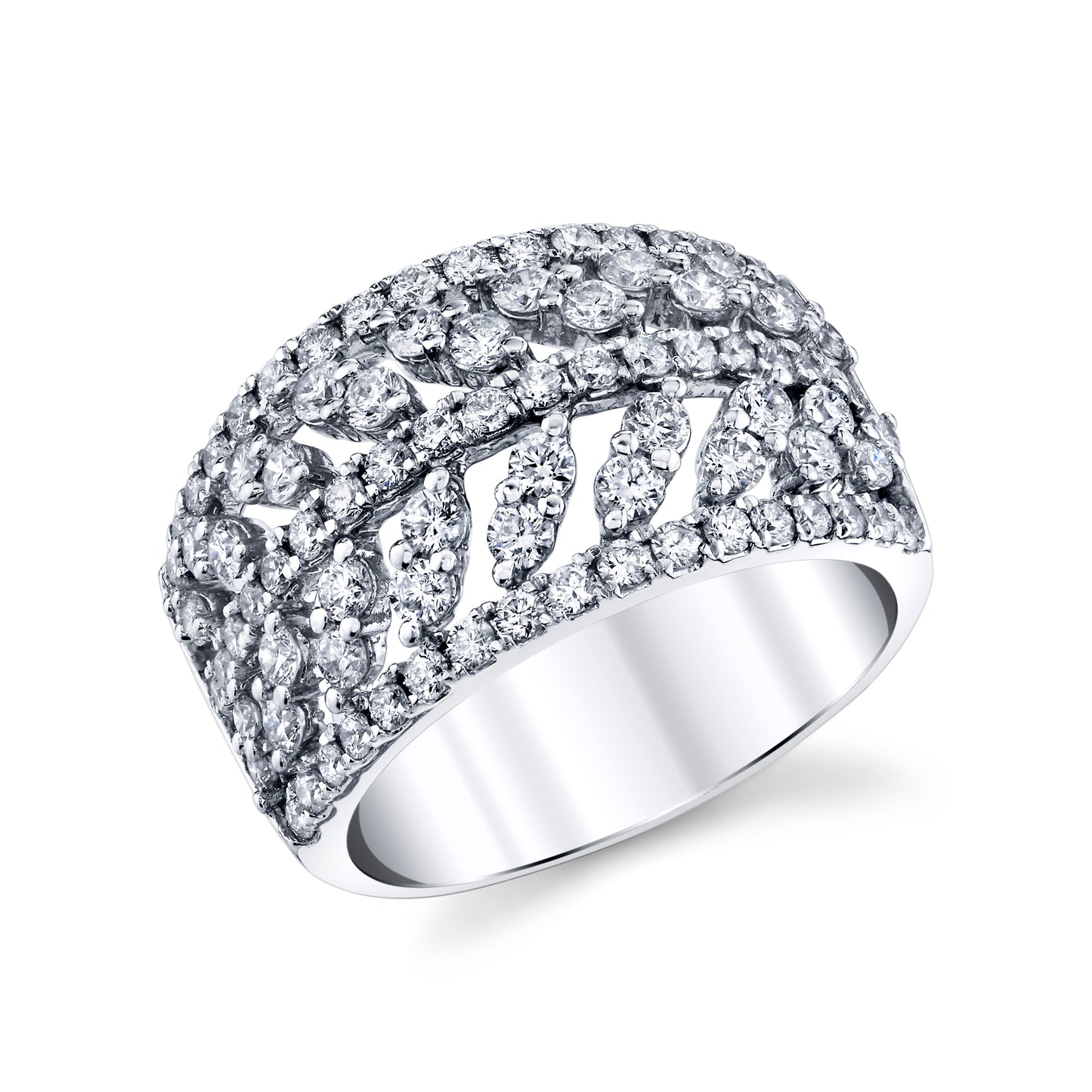 White Gold Wide Diamond Fashion Ring (1.53ctw)