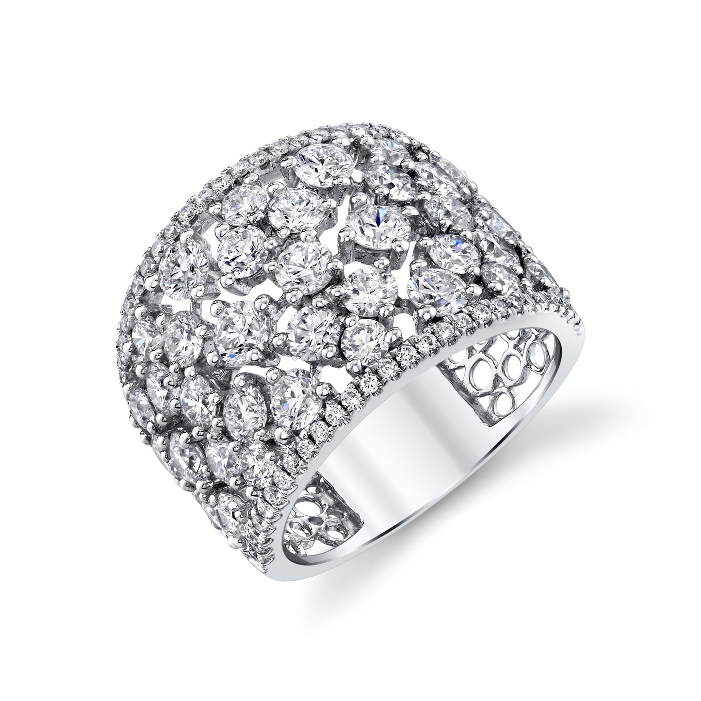 14K White Gold Diamond Wide Fashion Ring (3.75ctw)