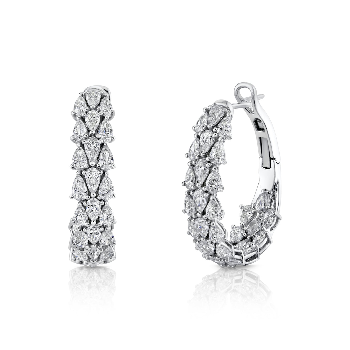 18K White Gold Pear Shape Diamond Hoop Earrings (5.83ctw)