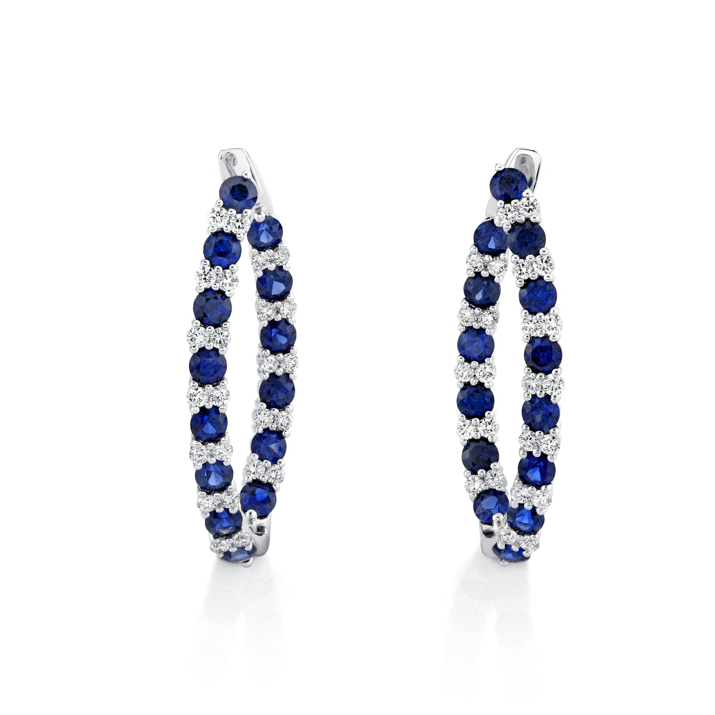 18K White Gold Sapphire & Diamond Hoops (4.49ctw)