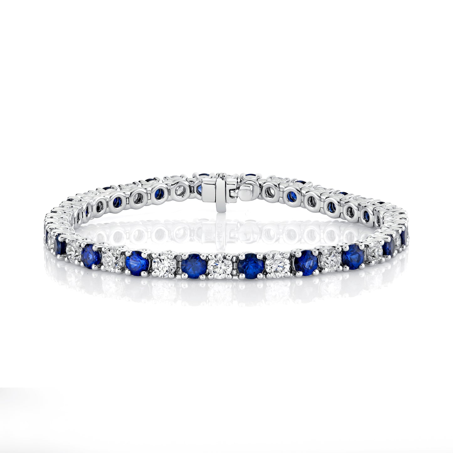 14K White Gold Sapphire & Diamond Tennis Bracelet (13.02ctw)