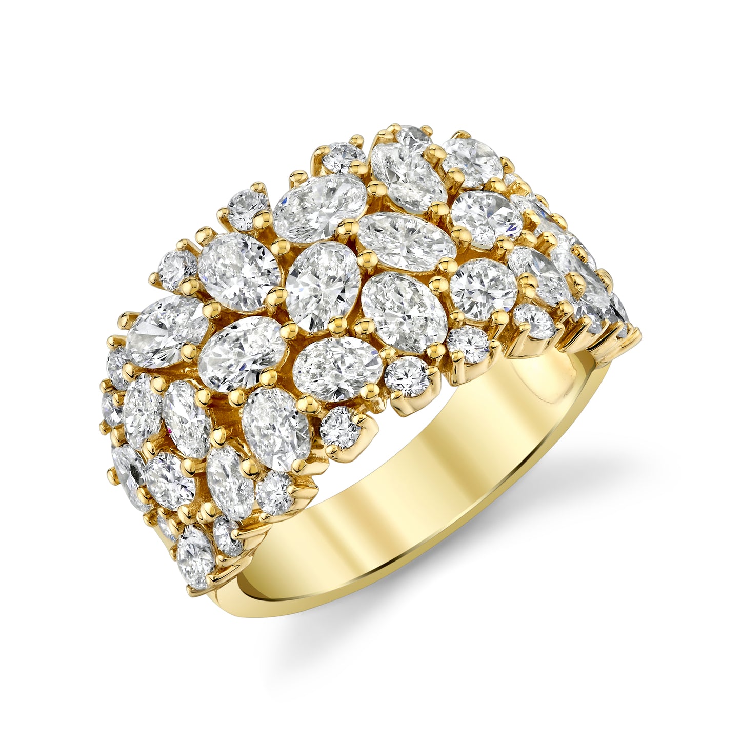 Yellow Gold Oval and Round Diamond Fashion Ring