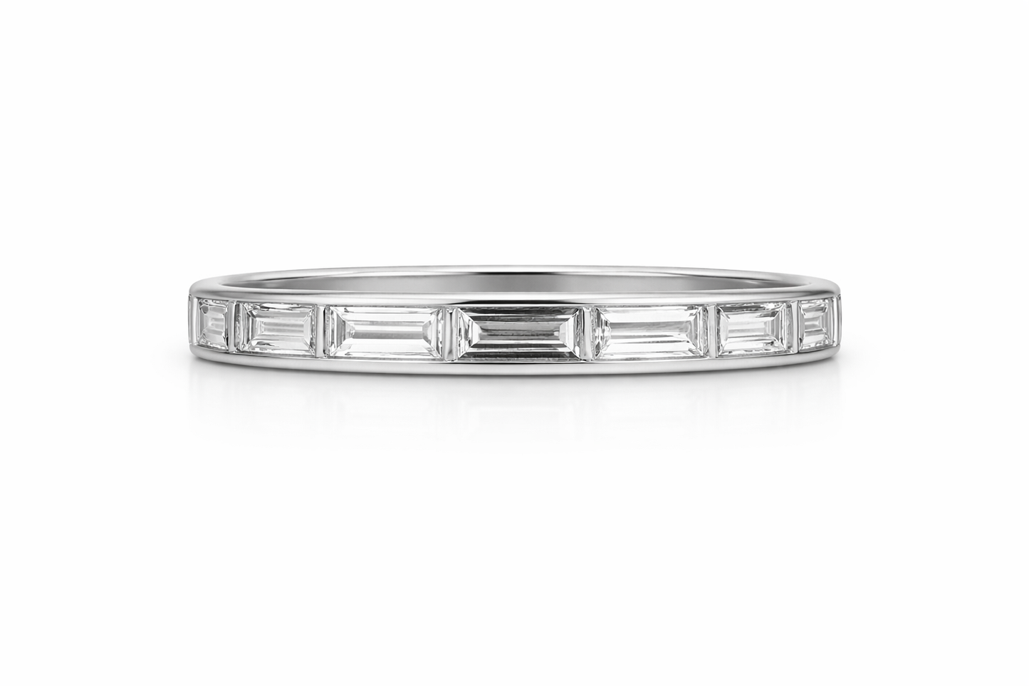 White Gold Channel Set Baguette Diamond Band