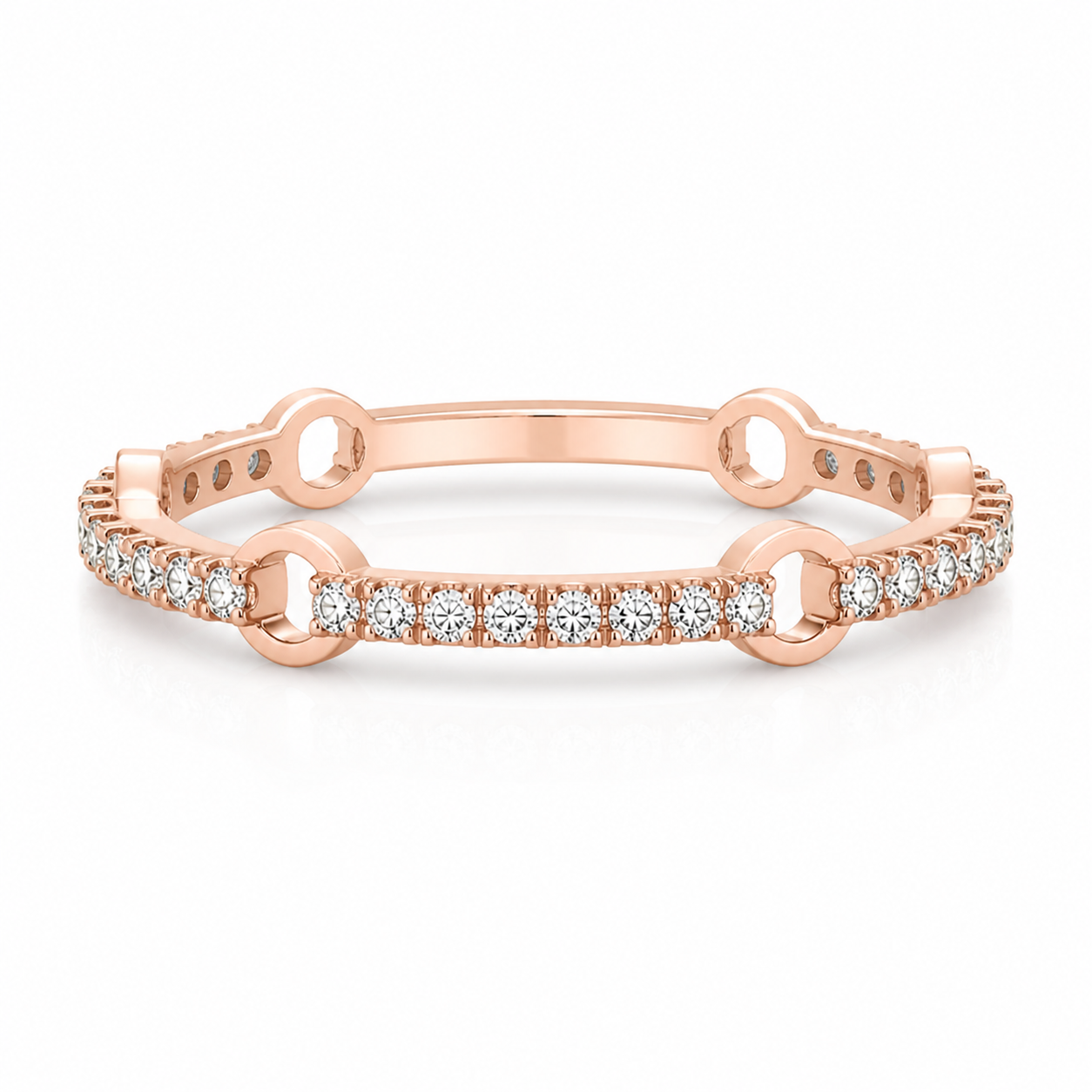 Rose Gold Pave Diamond Micro Link Stackable Ring