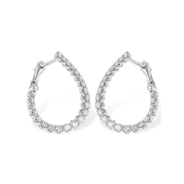 14K White Gold Teardrop Graduated Diamond Hoops (1.47ctw)