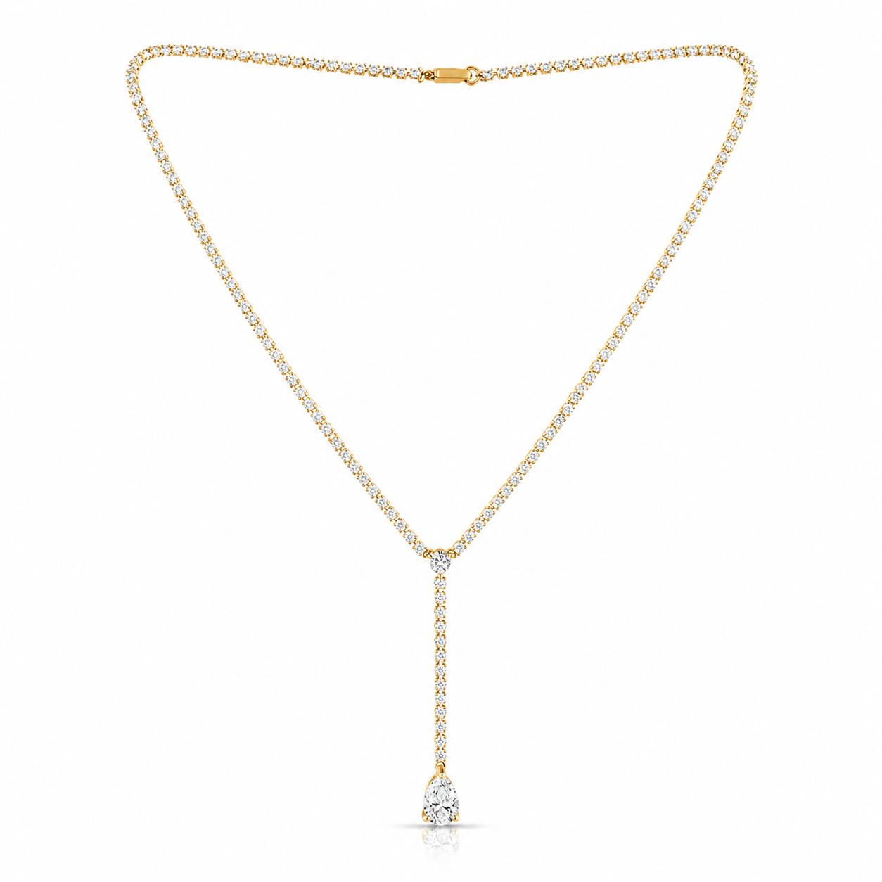 Yellow Gold Lab-Grown Diamond Drop Necklace