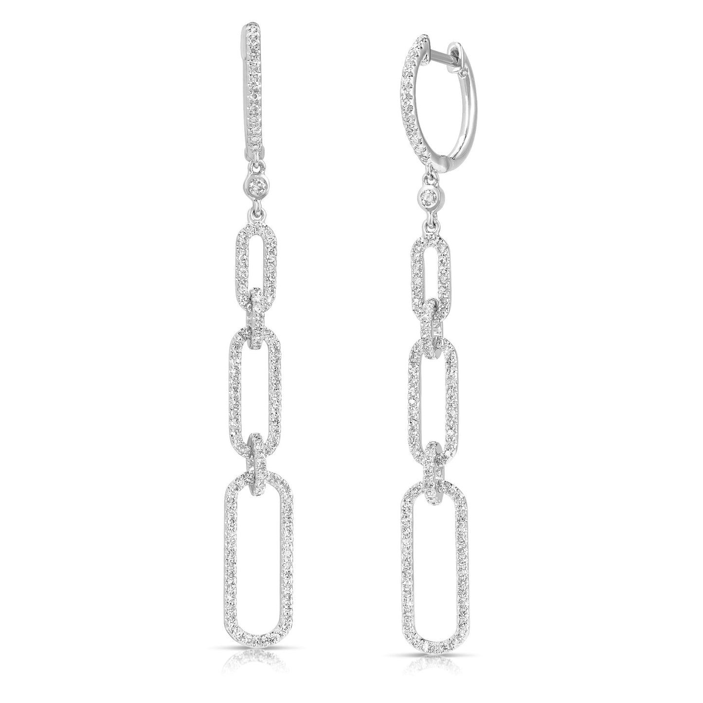 14K White Gold Diamond Paperclip Dangle Earrings (.31ctw)