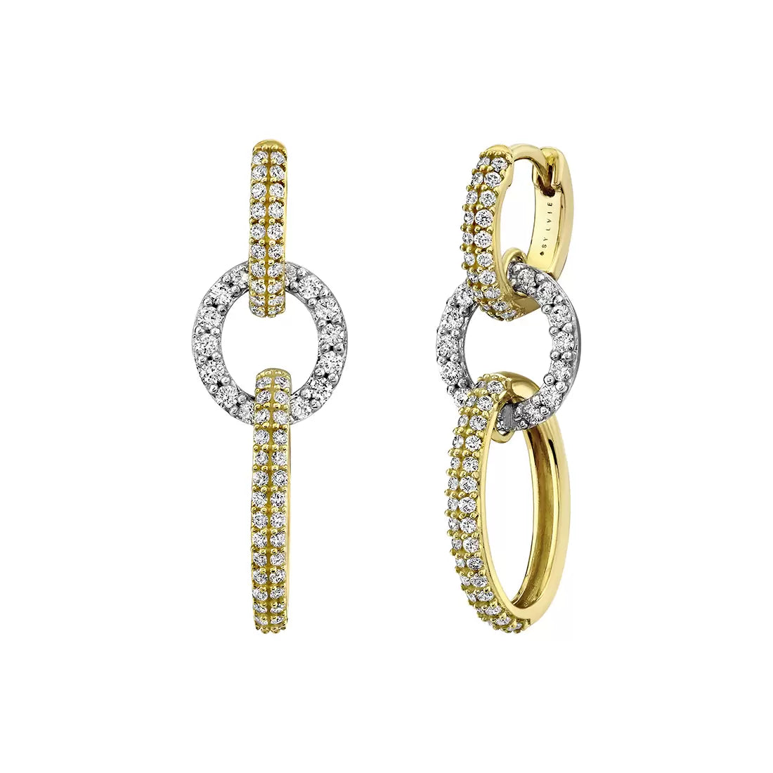 14k Éternelle Two Tone Diamond Drop Earrings