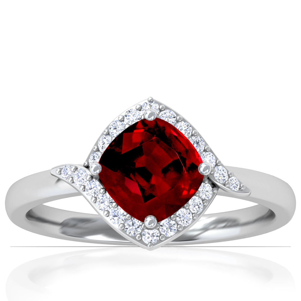 Platinum Cushion Cut Ruby And Diamond Diamond Vintage Inspired Halo Ring (1.70ctw)