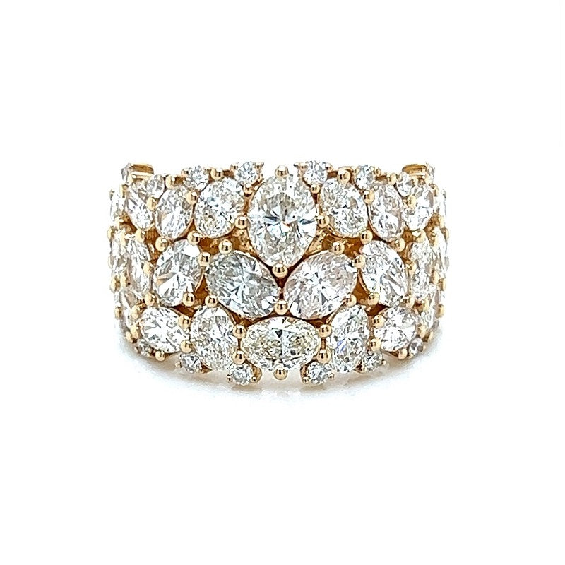 14K Yellow Gold Oval And Round Diamond Fashion Ring (3.97ctw)