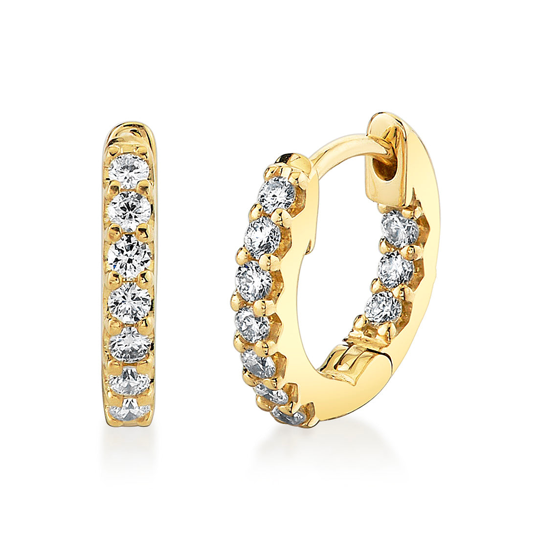 14K Shell Héritage Diamond Hoop Earrings