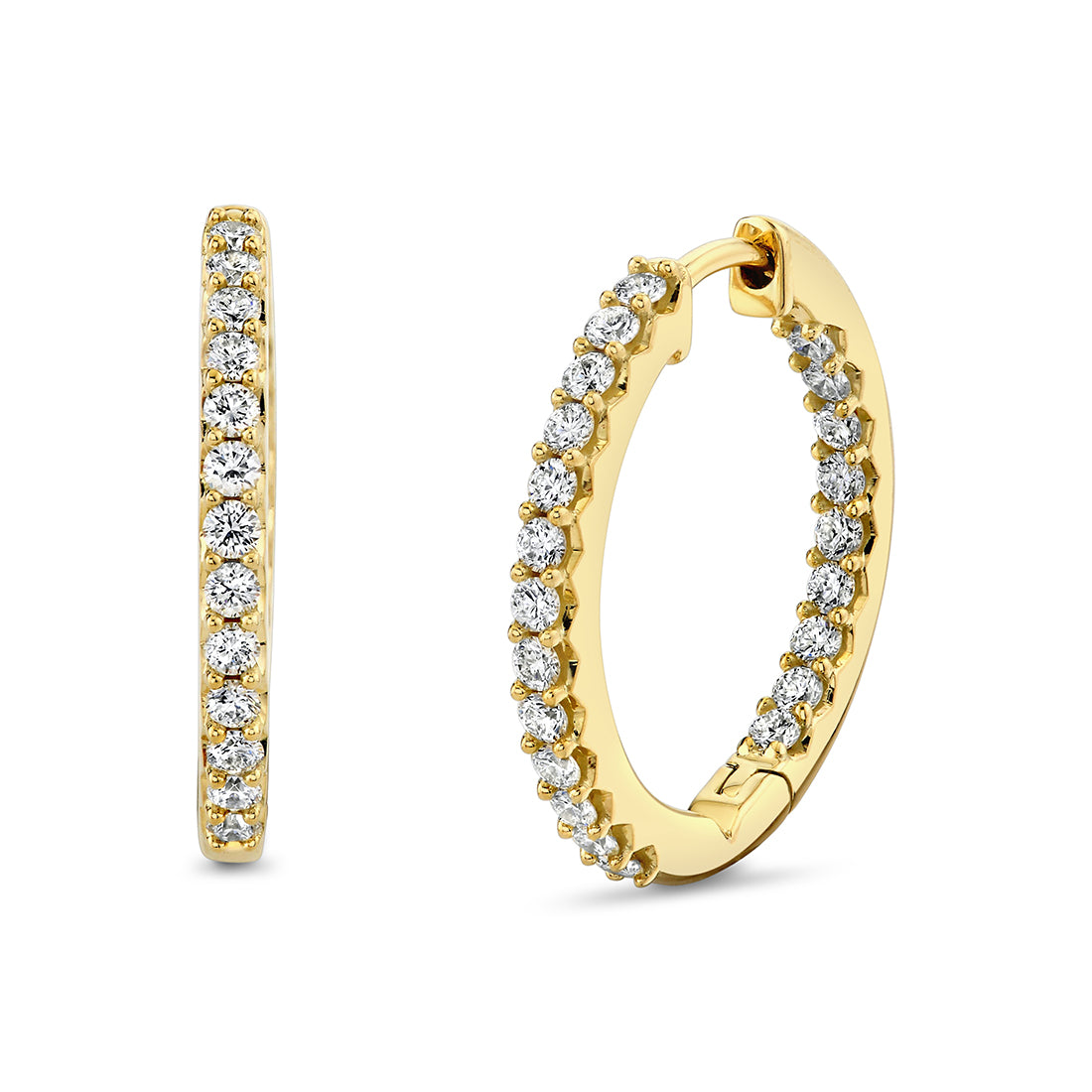 14K Shell Héritage Diamond Hoop Earrings