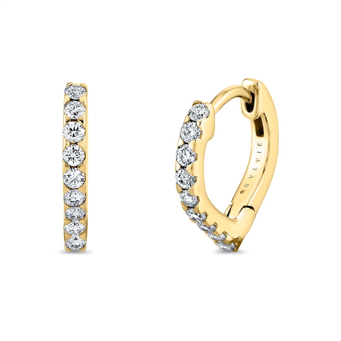 14K Shell Héritage Diamond Hoop Earrings