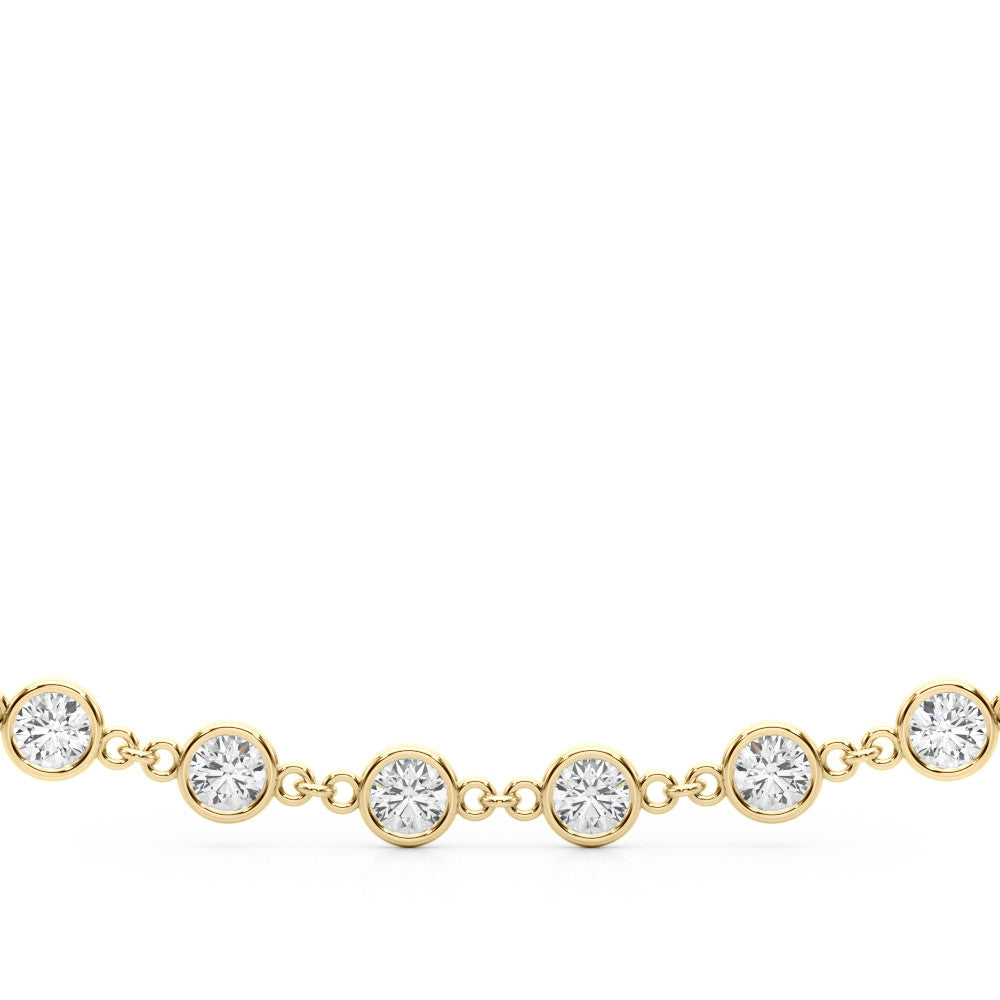 14K Yellow Gold Lab-Grown Bezel Set Diamond And Paperclip Necklace (1.38ctw)