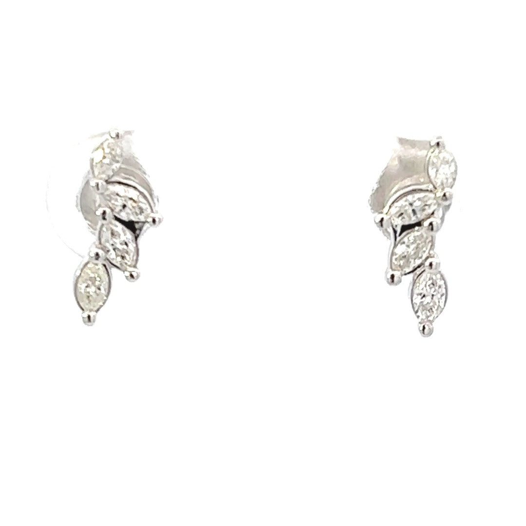 14K White Gold Marquise Diamond Ear Climbers (.35ctw)