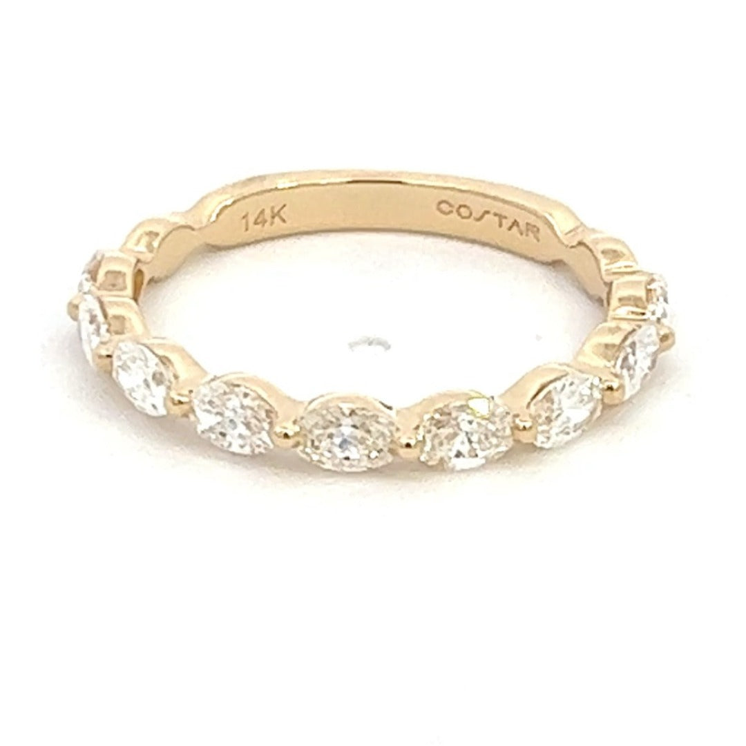 14K Yellow Gold Oval Diamond Stackable Ring (.81ctw)