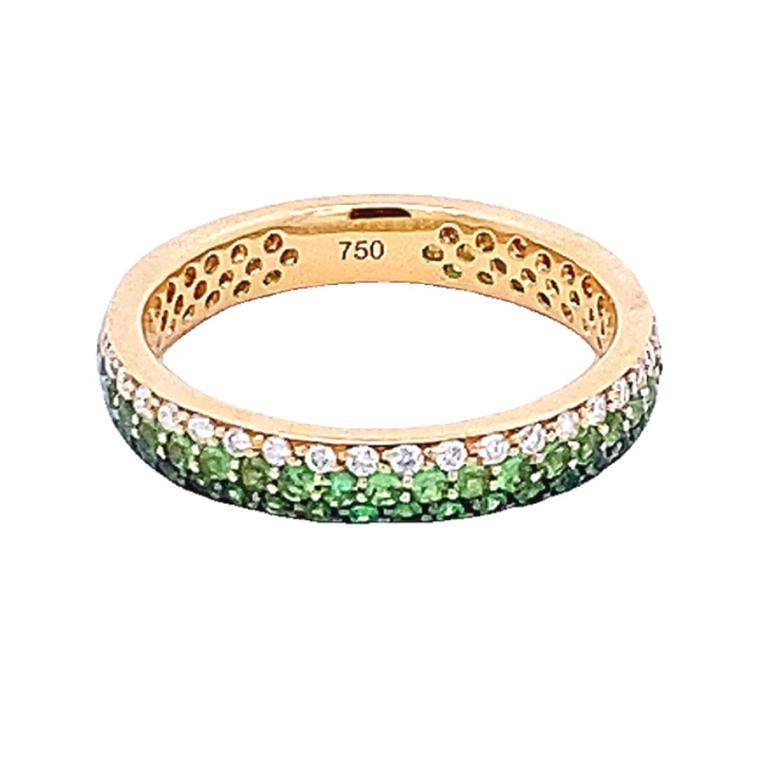 18K Yellow Gold Tsvaorite Garnet and Diamond Ombre Ring (1.07ctw)