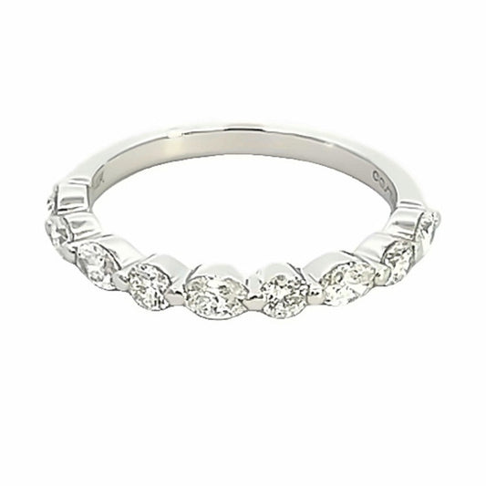 14K White Gold Marquise And Round Diamond Stackable Ring (.76ctw)