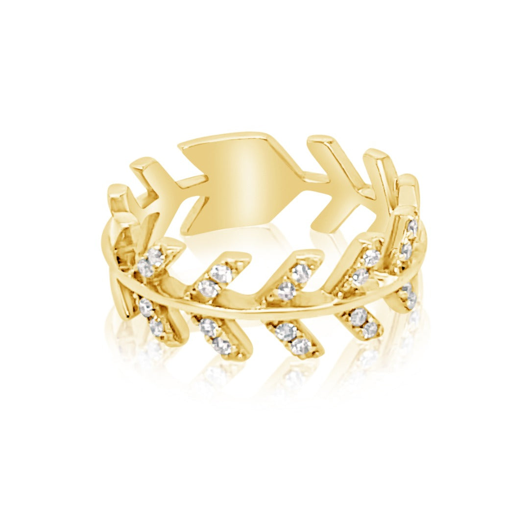 14K Yellow Gold Diamond Arrow Ring (.15ctw)