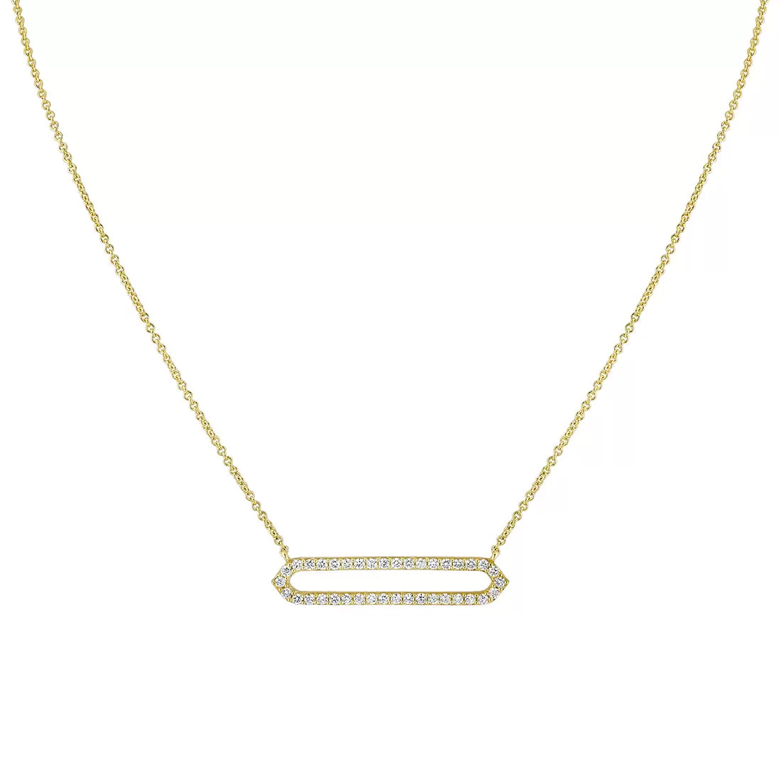 14K Shell Héritage Shell Tip Open Bar Diamond Necklace