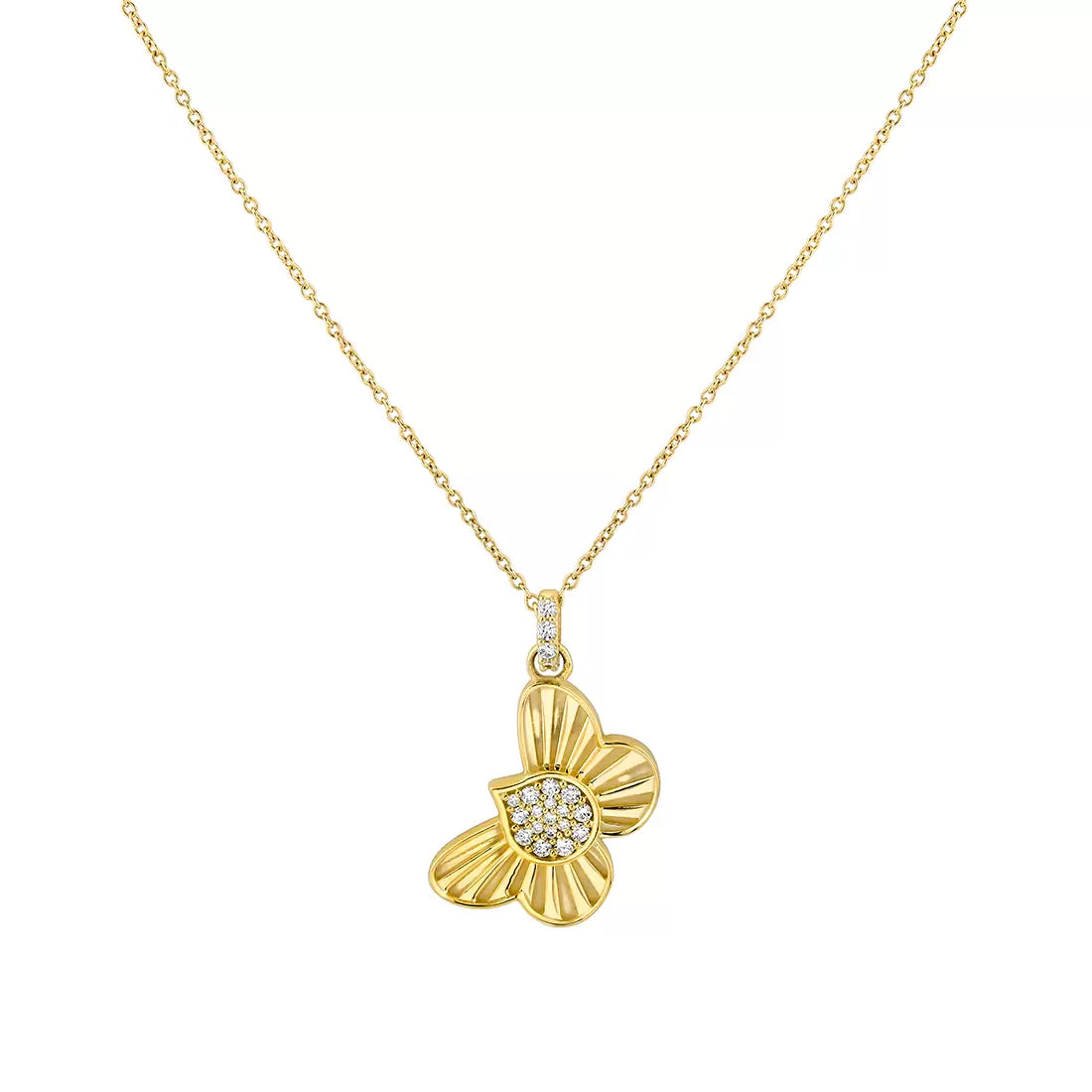 14K Linéaire Fine Line Shell Butterfly Diamond Pendant