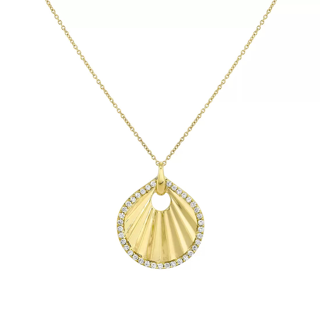 14K Linéaire Sculpted Shell Diamond Pendant