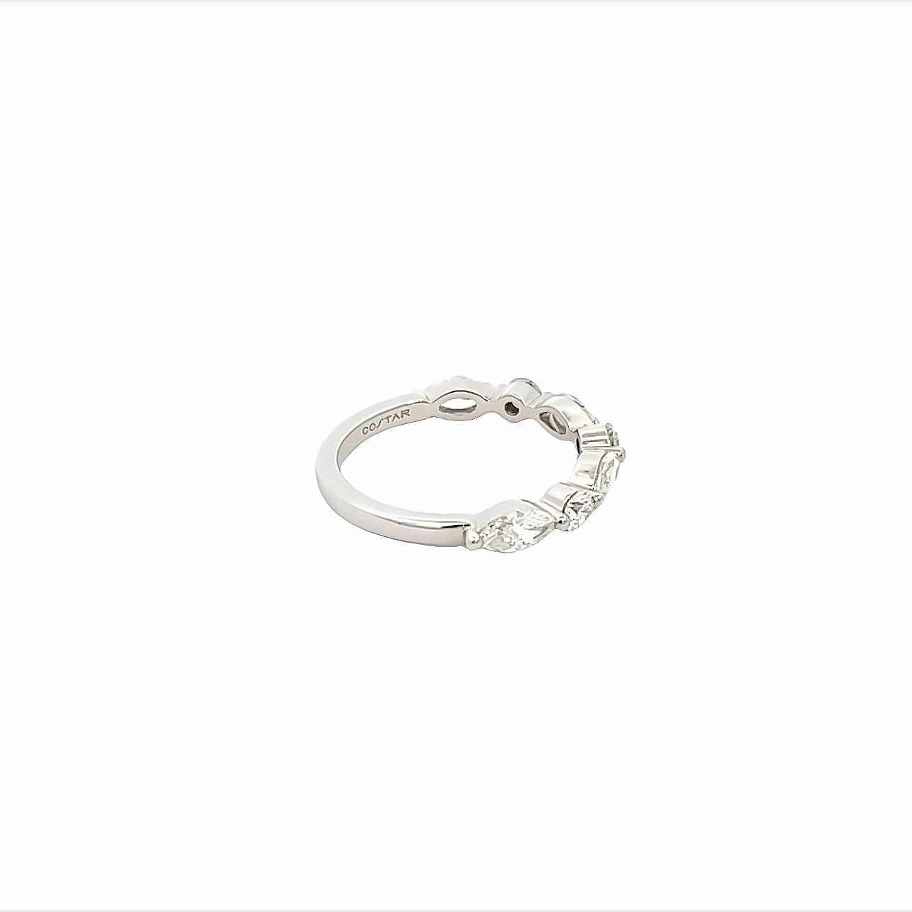 14K White Gold Marquise And Round Diamond Stackable Ring (1.06ctw)