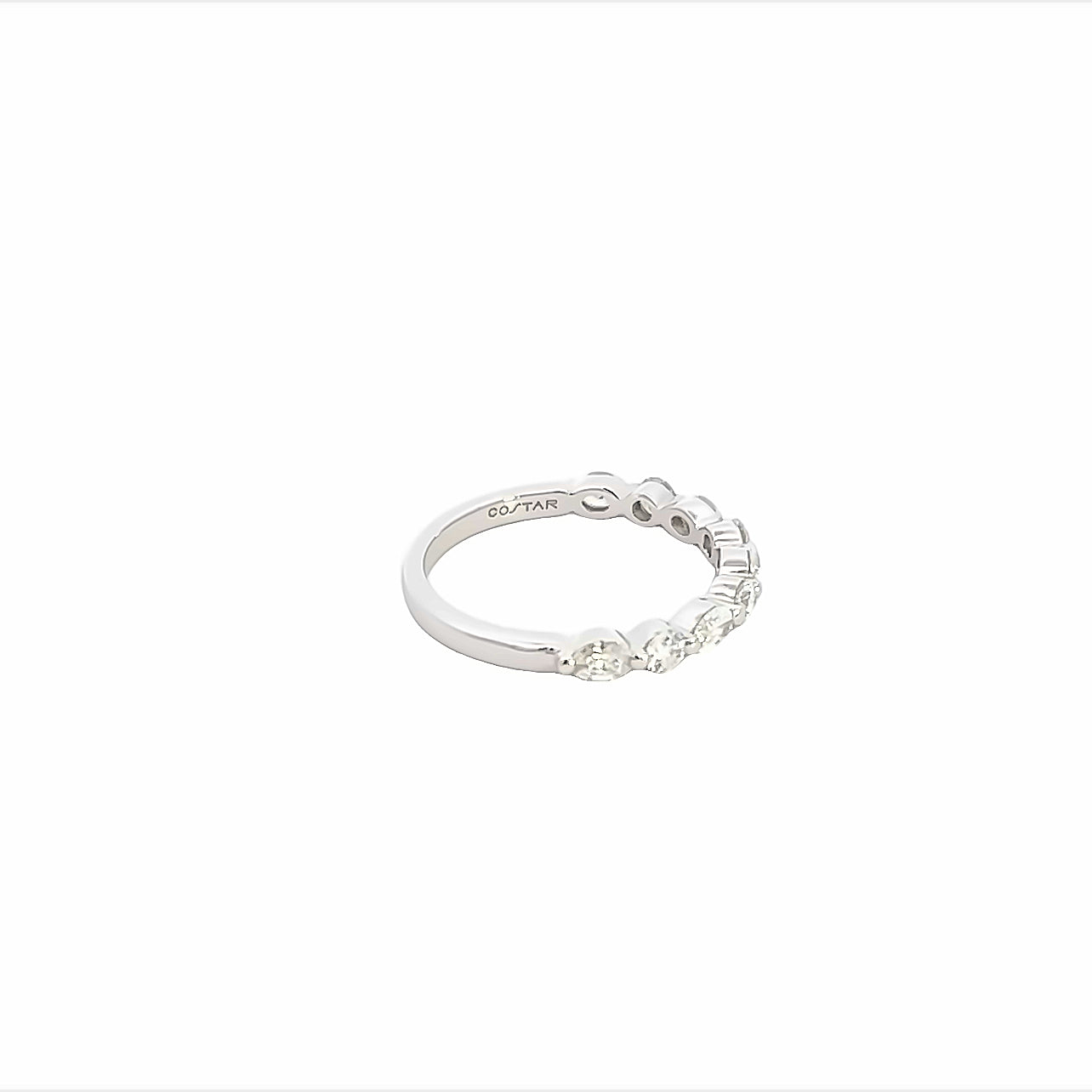 14K White Gold Marquise And Round Diamond Stackable Ring (.76ctw)