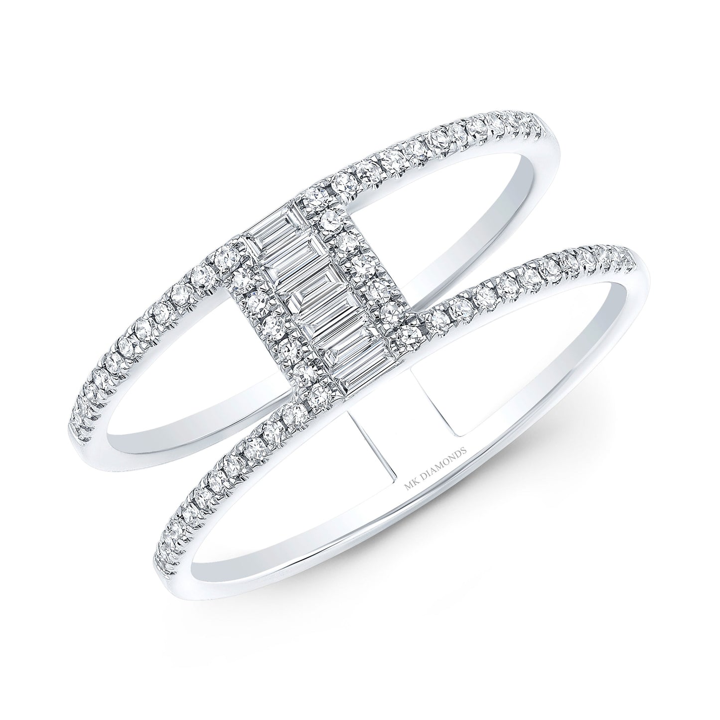 14K White Gold Baguette And Round Diamond Fashion Ring (.27ctw)
