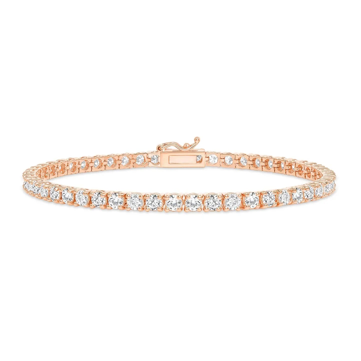 Rose Gold Classic Tennis Bracelet With Lab-Grown Round Brilliant Diamonds