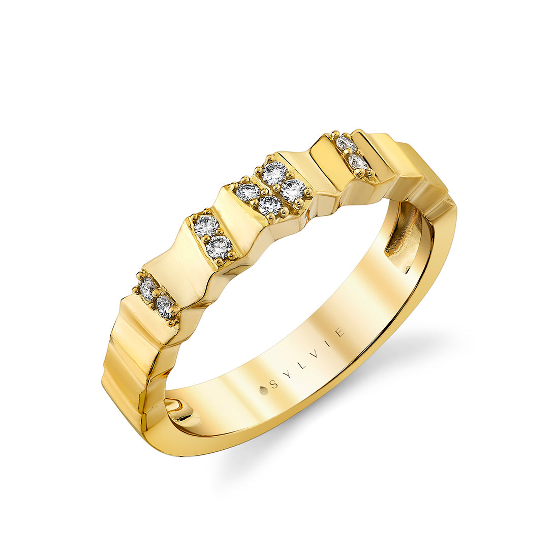 14K Linéaire Sculpted Diamond Ring
