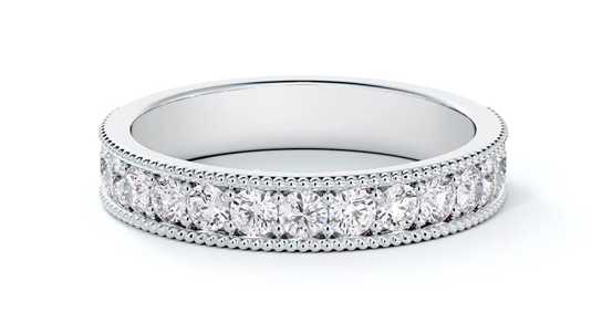 18K White Gold Diamond And Millgrain Wedding Ring By Forevermark (.67ctw)