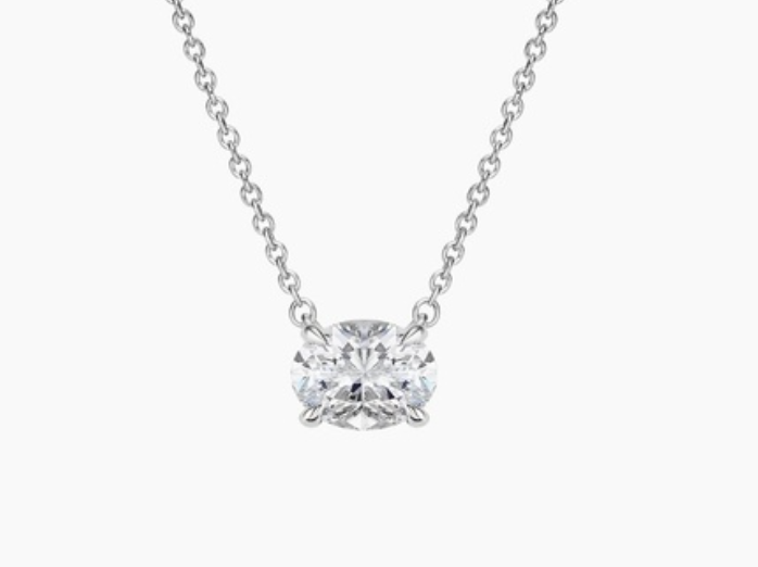 14K White Gold Oval Diamond Necklace (1.59ct)
