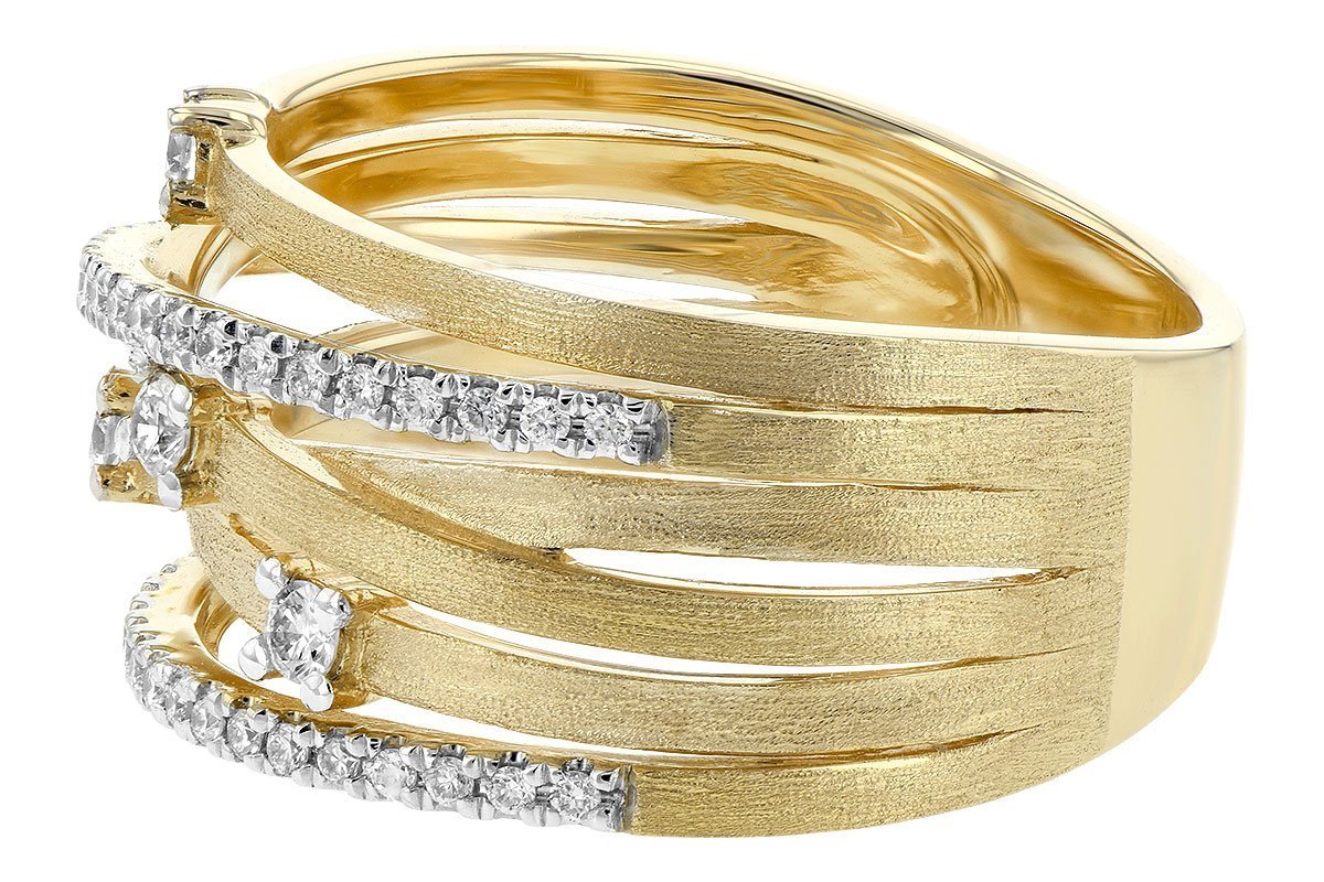 14K Yellow Gold Criss Cross Diamond Fashion Ring (.37ctw)