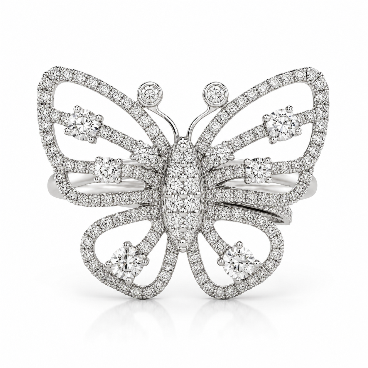White Gold Diamond Butterfly Ring