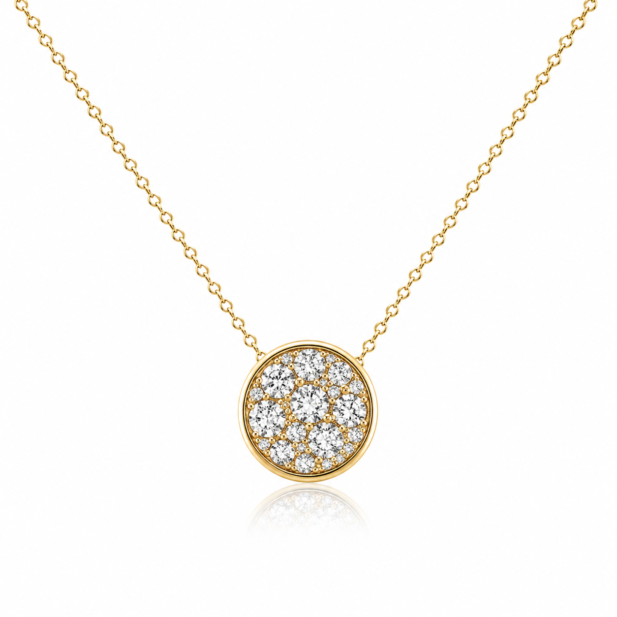 Yellow Gold Diamond Accented Circle Pendant