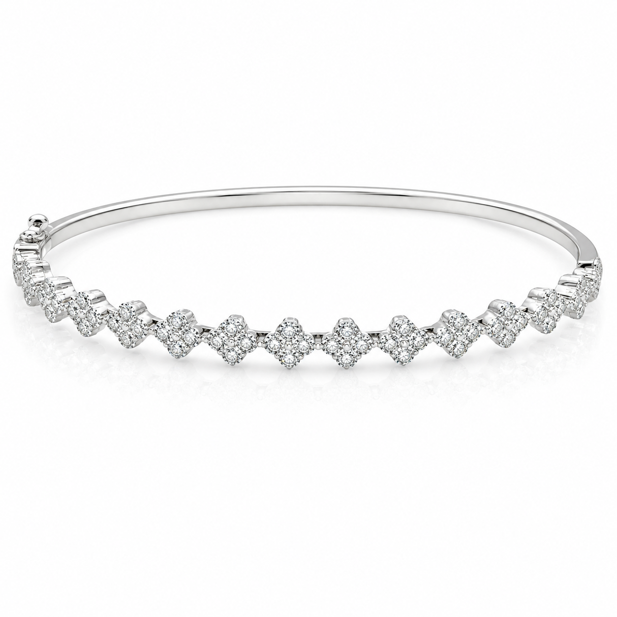 White Gold Diamond Clover Bangle
