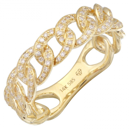 14K Yellow Gold Diamond Pave Chain Link Ring (.31ctw)